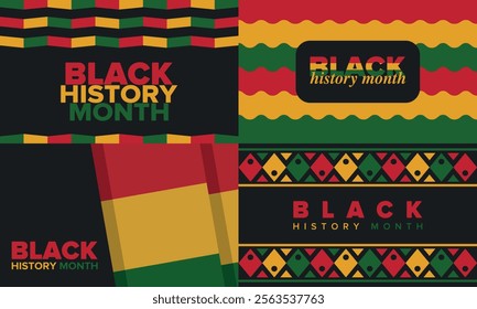 Black History Month. African American History. Celebrated annual. In February in United States and Canada. In October in Great Britain. Poster, card, banner, background. Vector illustration