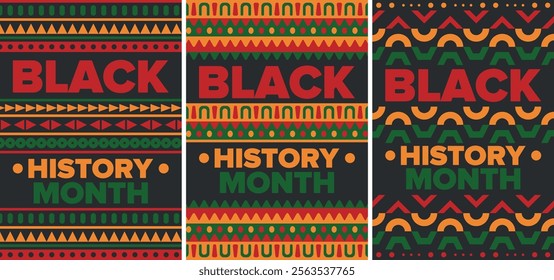 Black History Month. African American History. Celebrated annual. In February in United States and Canada. In October in Great Britain. Poster, card, banner, background. Vector illustration