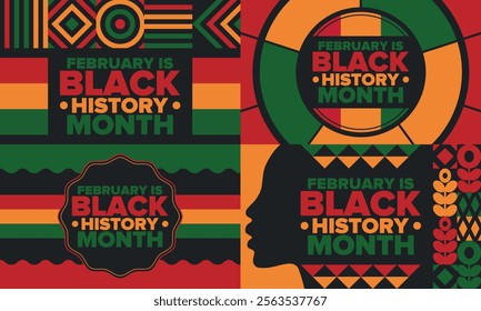 Black History Month. African American History. Celebrated annual. In February in United States and Canada. In October in Great Britain. Poster, card, banner, background. Vector illustration