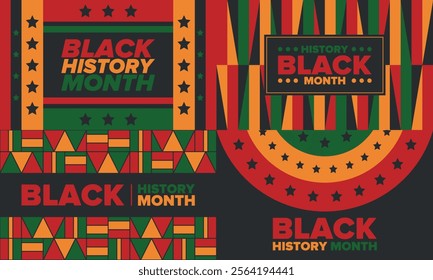 Black History Month. African American History. Celebrated annual. In February in United States and Canada. In October in Great Britain. Poster, card, banner, background. Vector illustration