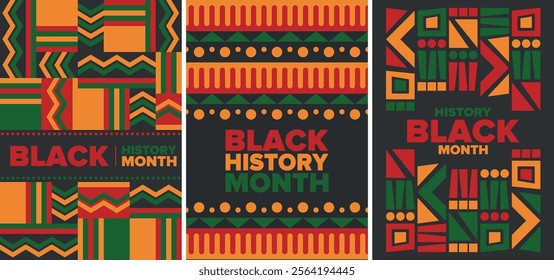 Black History Month. African American History. Celebrated annual. In February in United States and Canada. In October in Great Britain. Poster, card, banner, background. Vector illustration