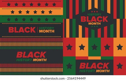 Black History Month. African American History. Celebrated annual. In February in United States and Canada. In October in Great Britain. Poster, card, banner, background. Vector illustration