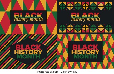 Black History Month. African American History. Celebrated annual. In February in United States and Canada. In October in Great Britain. Poster, card, banner, background. Vector illustration