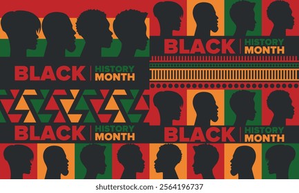 Black History Month. African American History. Celebrated annual. In February in United States and Canada. In October in Great Britain. Poster, card, banner, background. Vector illustration