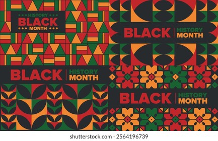 Black History Month. African American History. Celebrated annual. In February in United States and Canada. In October in Great Britain. Poster, card, banner, background. Vector illustration