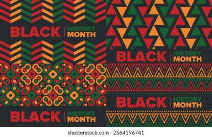 Black History Month. African American History. Celebrated annual. In February in United States and Canada. In October in Great Britain. Poster, card, banner, background. Vector illustration