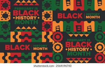 Black History Month. African American History. Celebrated annual. In February in United States and Canada. In October in Great Britain. Poster, card, banner, background. Vector illustration