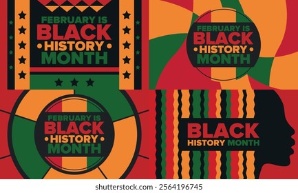 Black History Month. African American History. Celebrated annual. In February in United States and Canada. In October in Great Britain. Poster, card, banner, background. Vector illustration