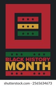 Black History Month. African American History. Celebrated annual. In February in United States and Canada. In October in Great Britain. Poster, card, banner, background. Vector illustration