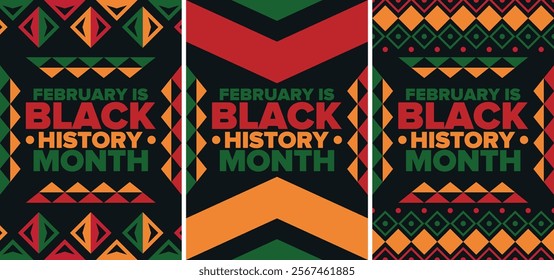 Black History Month. African American History. Celebrated annual. In February in United States and Canada. In October in Great Britain. Poster, card, banner, background. Vector illustration