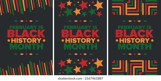 Black History Month. African American History. Celebrated annual. In February in United States and Canada. In October in Great Britain. Poster, card, banner, background. Vector illustration