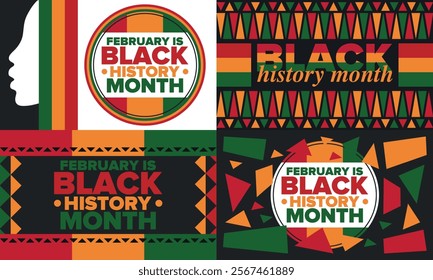 Black History Month. African American History. Celebrated annual. In February in United States and Canada. In October in Great Britain. Poster, card, banner, background. Vector illustration