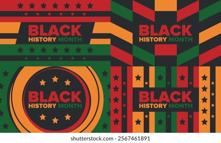 Black History Month. African American History. Celebrated annual. In February in United States and Canada. In October in Great Britain. Poster, card, banner, background. Vector illustration