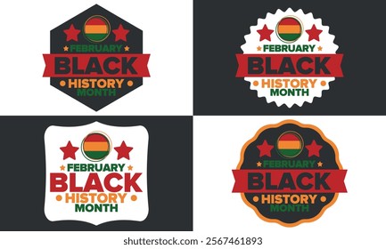 Black History Month. African American History. Celebrated annual. In February in United States and Canada. In October in Great Britain. Poster, card, banner, background. Vector illustration