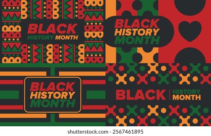 Black History Month. African American History. Celebrated annual. In February in United States and Canada. In October in Great Britain. Poster, card, banner, background. Vector illustration