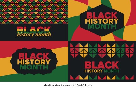 Black History Month. African American History. Celebrated annual. In February in United States and Canada. In October in Great Britain. Poster, card, banner, background. Vector illustration