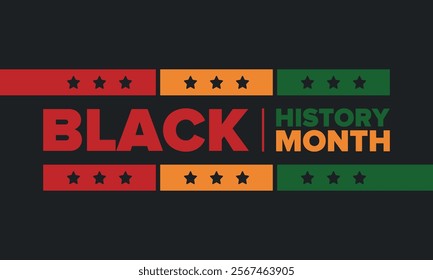 Black History Month. African American History. Celebrated annual. In February in United States and Canada. In October in Great Britain. Poster, card, banner, background. Vector illustration