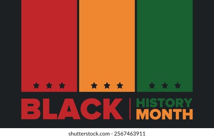 Black History Month. African American History. Celebrated annual. In February in United States and Canada. In October in Great Britain. Poster, card, banner, background. Vector illustration