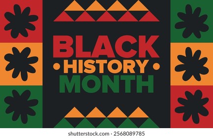 Black History Month. African American History. Celebrated annual. In February in United States and Canada. In October in Great Britain. Poster, card, banner, background. Vector illustration