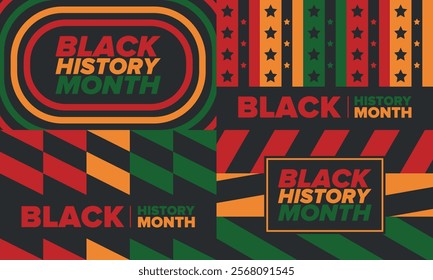 Black History Month. African American History. Celebrated annual. In February in United States and Canada. In October in Great Britain. Poster, card, banner, background. Vector illustration