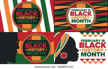 Black History Month. African American History. Celebrated annual. In February in United States and Canada. In October in Great Britain. Poster, card, banner, background. Vector illustration