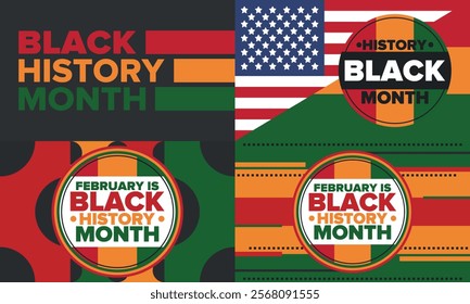 Black History Month. African American History. Celebrated annual. In February in United States and Canada. In October in Great Britain. Poster, card, banner, background. Vector illustration