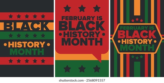 Black History Month. African American History. Celebrated annual. In February in United States and Canada. In October in Great Britain. Poster, card, banner, background. Vector illustration