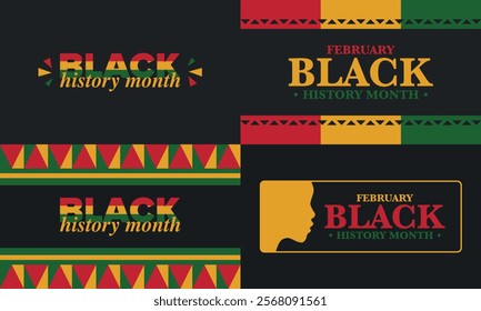 Black History Month. African American History. Celebrated annual. In February in United States and Canada. In October in Great Britain. Poster, card, banner, background. Vector illustration