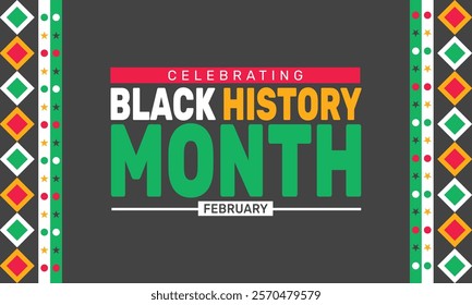 Black History Month. African American History . celebrated in February and October in US, Canada, UK, Africa, Ireland. Pattern classic color background template use to banners, cards, posters, book