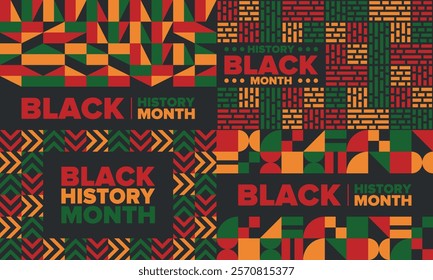 Black History Month. African American History. Celebrated annual. In February in United States and Canada. In October in Great Britain. Poster, card, banner, background. Vector illustration