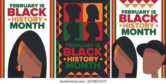 Black History Month. African American History. Celebrated annual. In February in United States and Canada. In October in Great Britain. Poster, card, banner, background. Vector illustration