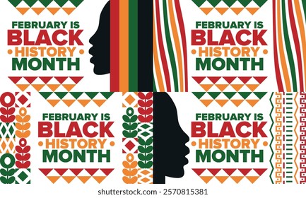 Black History Month. African American History. Celebrated annual. In February in United States and Canada. In October in Great Britain. Poster, card, banner, background. Vector illustration