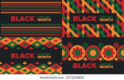 Black History Month. African American History. Celebrated annual. In February in United States and Canada. In October in Great Britain. Poster, card, banner, background. Vector illustration