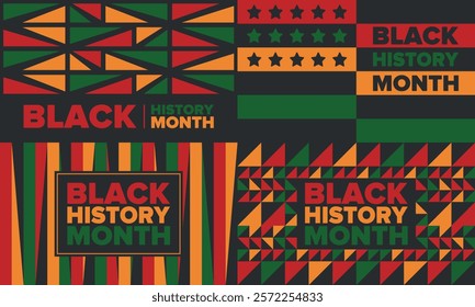 Black History Month. African American History. Celebrated annual. In February in United States and Canada. In October in Great Britain. Poster, card, banner, background. Vector illustration