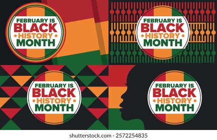 Black History Month. African American History. Celebrated annual. In February in United States and Canada. In October in Great Britain. Poster, card, banner, background. Vector illustration