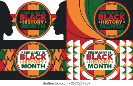 Black History Month. African American History. Celebrated annual. In February in United States and Canada. In October in Great Britain. Poster, card, banner, background. Vector illustration