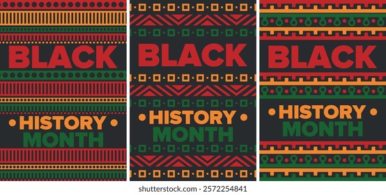 Black History Month. African American History. Celebrated annual. In February in United States and Canada. In October in Great Britain. Poster, card, banner, background. Vector illustration