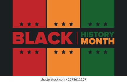 Black History Month. African American History. Celebrated annual. In February in United States and Canada. In October in Great Britain. Poster, card, banner, background. Vector illustration