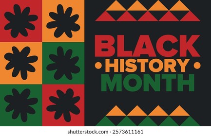 Black History Month. African American History. Celebrated annual. In February in United States and Canada. In October in Great Britain. Poster, card, banner, background. Vector illustration