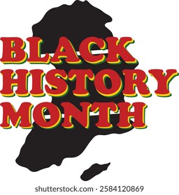 Black history month African American history celebration vector illustration design with black silhouette map