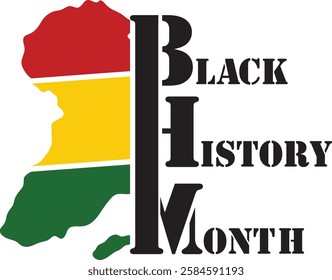 Black history month  African American history celebration vector illustration design with country map in three color