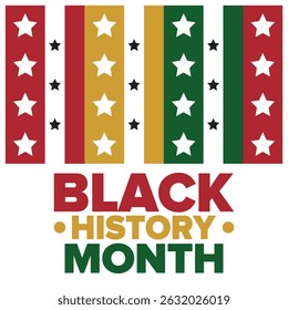 Black History Month. African American History. Celebrated annual. In February in United States and Canada. In October in Great Britain. Poster, card, banner, background. Vector illustration