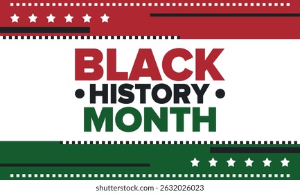 Black History Month. African American History. Celebrated annual. In February in United States and Canada. In October in Great Britain. Poster, card, banner, background. Vector illustration