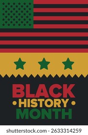 Black History Month. African American History. Celebrated annual. In February in United States and Canada. In October in Great Britain. Poster, card, banner, background. Vector illustration