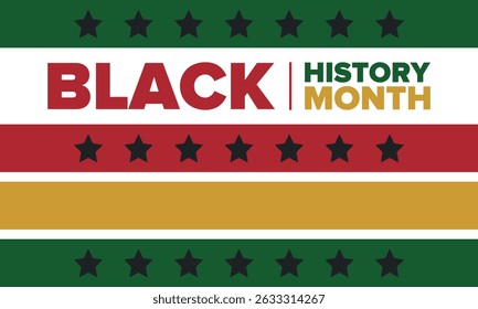 Black History Month. African American History. Celebrated annual. In February in United States and Canada. In October in Great Britain. Poster, card, banner, background. Vector illustration