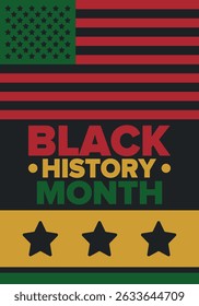 Black History Month. African American History. Celebrated annual. In February in United States and Canada. In October in Great Britain. Poster, card, banner, background. Vector illustration