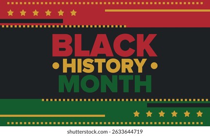 Black History Month. African American History. Celebrated annual. In February in United States and Canada. In October in Great Britain. Poster, card, banner, background. Vector illustration