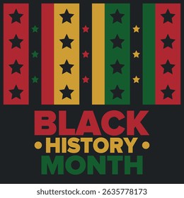 Black History Month. African American History. Celebrated annual. In February in United States and Canada. In October in Great Britain. Poster, card, banner, background. Vector illustration