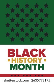 Black History Month. African American History. Celebrated annual. In February in United States and Canada. In October in Great Britain. Poster, card, banner, background. Vector illustration