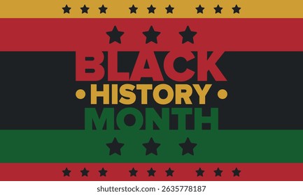 Black History Month. African American History. Celebrated annual. In February in United States and Canada. In October in Great Britain. Poster, card, banner, background. Vector illustration